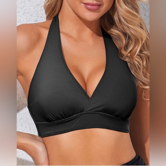 Tempt Me Women Black Halter Bikini Top Push Up Swimsuit Top Only Large NWOT - Picture 3 of 7